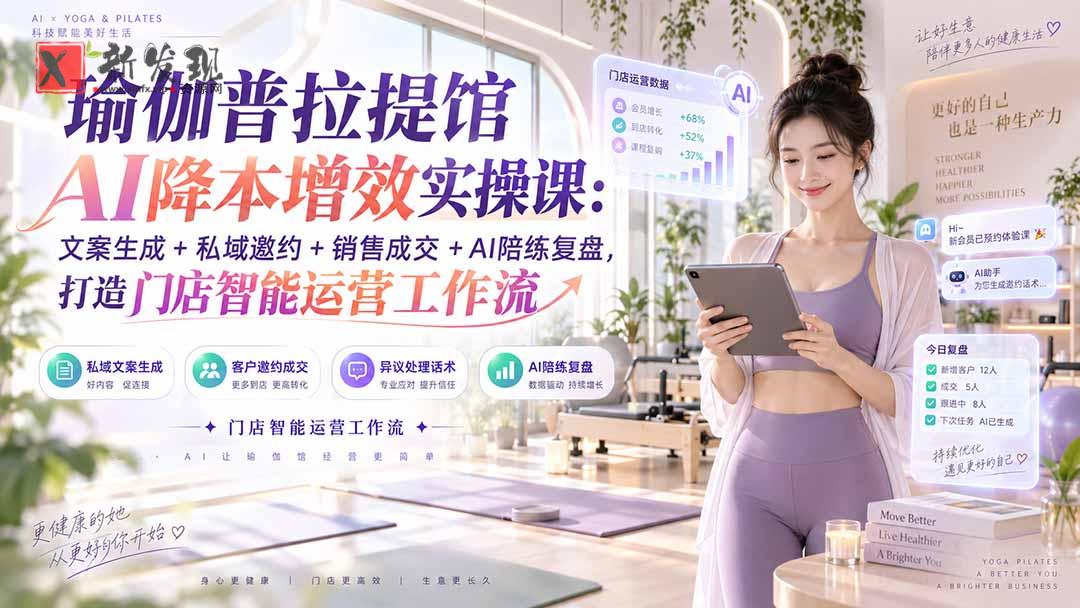 （20340期）瑜伽普拉提馆AI降本增效实操课：文案生成+私域邀约+销售成交+AI陪练复盘，打造门店智能运营工作流-新发现资源网