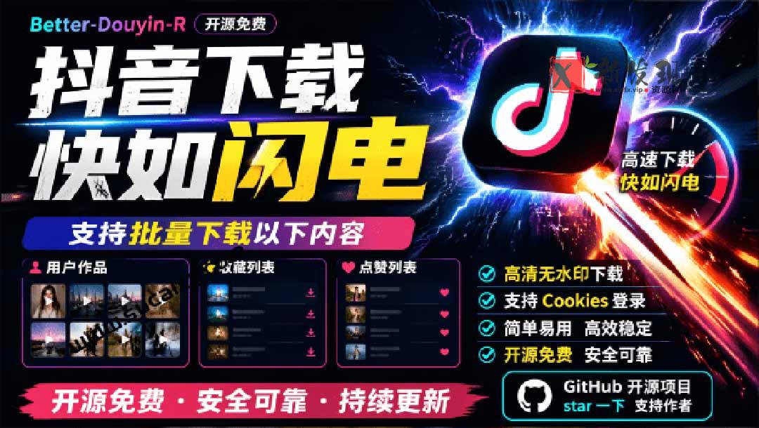 (20511期)超级好用!D音视频下载神器,支持批量下载用户作品收藏列表和点赞列表,开源免费 Better-douyin-R-新发现资源网