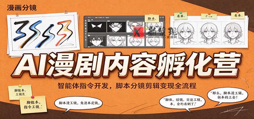 AI漫剧内容孵化营：智能体指令开发，脚本分镜剪辑变现全流程-新发现资源网