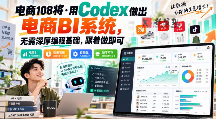 电商108将·用Codex做出电商BI系统，无需深厚编程基础，跟着做即可-新发现资源网