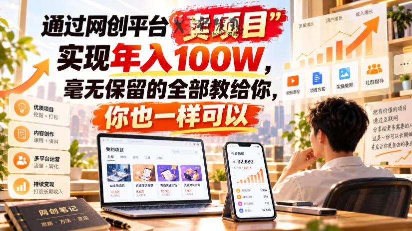 通过网创平台“卖项目”实现年入100W，毫无保留的全部教给你，你也一样可以！【揭秘】-新发现资源网