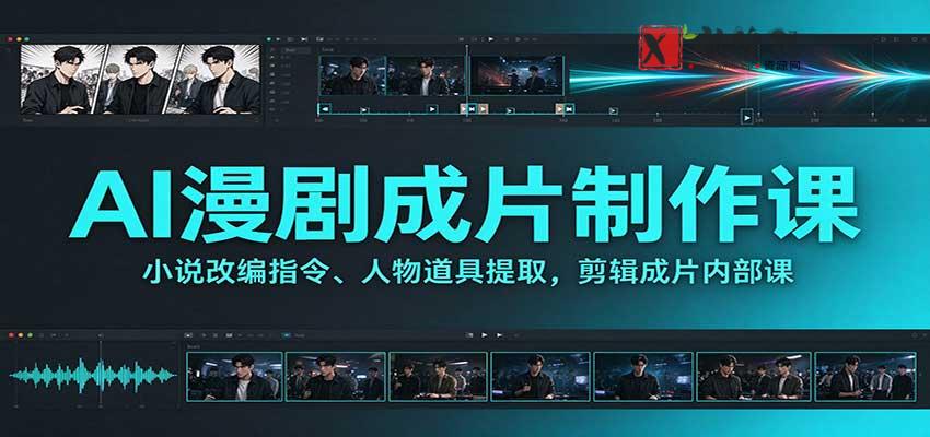 AI漫剧成片制作课：小说改编指令、人物道具提取，剪辑成片全流程-新发现资源网