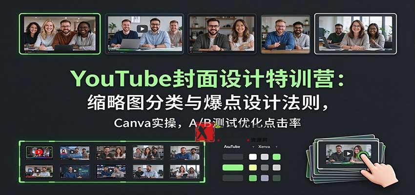 YouTube封面设计特训营：缩略图分类与爆点设计法则，Canva实操，A/B测试优化点击率-新发现资源网