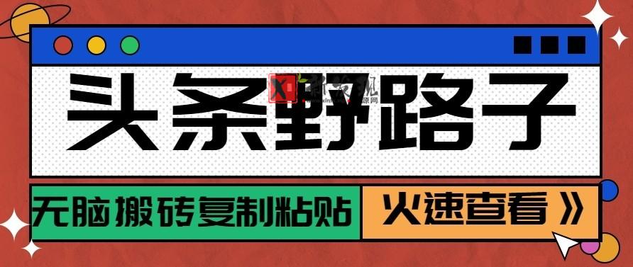 头条号野路子玩法，零成本起号无脑搬砖复制粘贴，普通人稳稳月入过万-新发现资源网