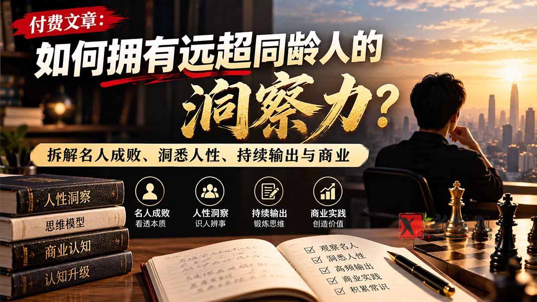 付费文章：如何拥有远超同龄人的洞察力？拆解名人成败、洞悉人性、持续输出与商业实践-新发现资源网