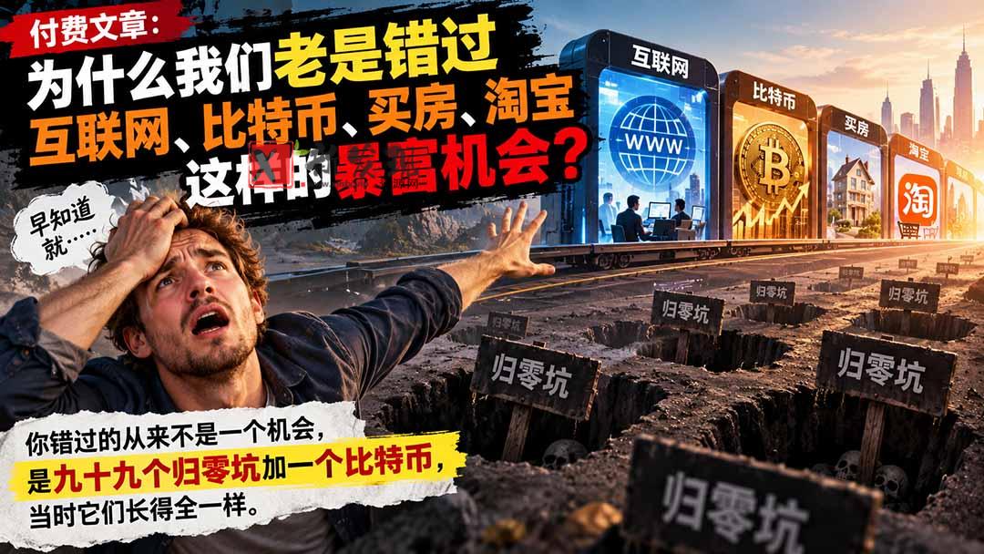 付费文章：为什么我们老是错过互联网、比特币、买 房、淘宝这样的暴富机会？-新发现资源网