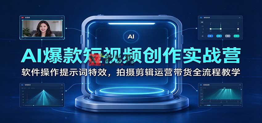 AI爆款短视频创作实战营：软件操作提示词特效，拍摄剪辑运营带货全流程教学-新发现资源网