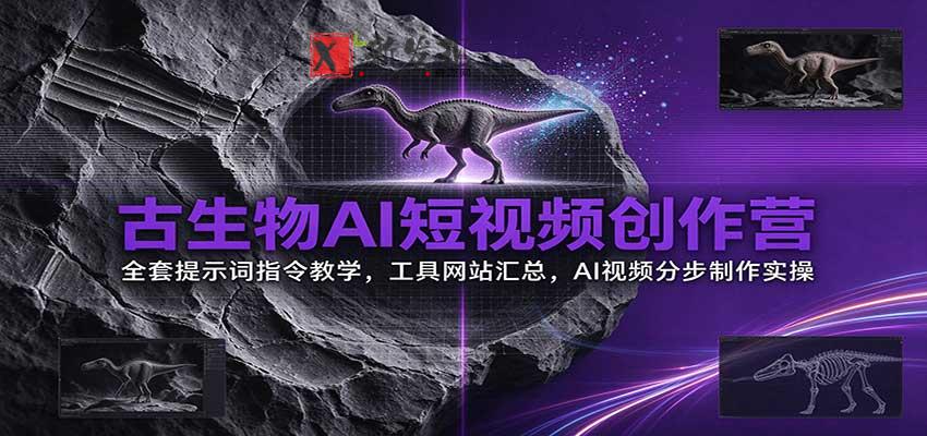 古生物AI短视频创作营：全套提示词指令教学，工具网站汇总，AI视频分步制作实操-新发现资源网