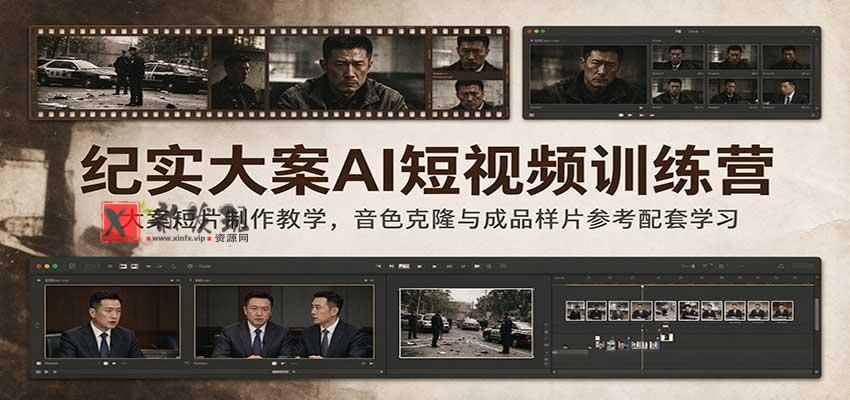 纪实大案AI短视频训练营：大案短片制作教学，音色克隆与成品样片参考配套学习-新发现资源网