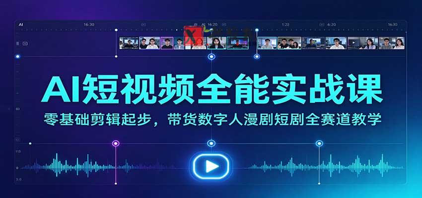 AI短视频全能实战课：零基础剪辑起步，带货数字人漫剧短剧全赛道教学-新发现资源网