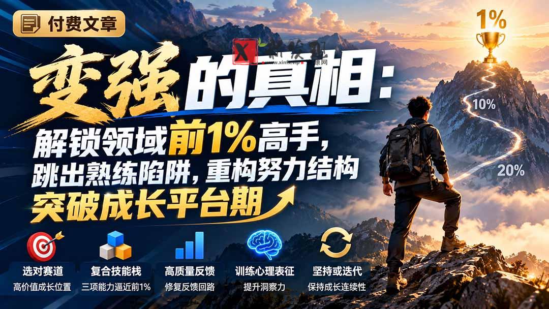 付费文章：变强的真相：解锁领域前1%高手，跳出熟练陷阱，重构努力结构突破成长平台期-新发现资源网
