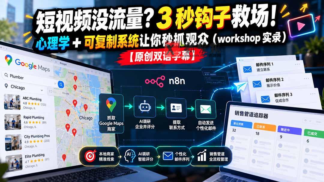 短视频没流量？3 秒钩子救场！心理学 + 可复制系统让你秒抓观众（workshop 实录）【原创双语字幕】-新发现资源网
