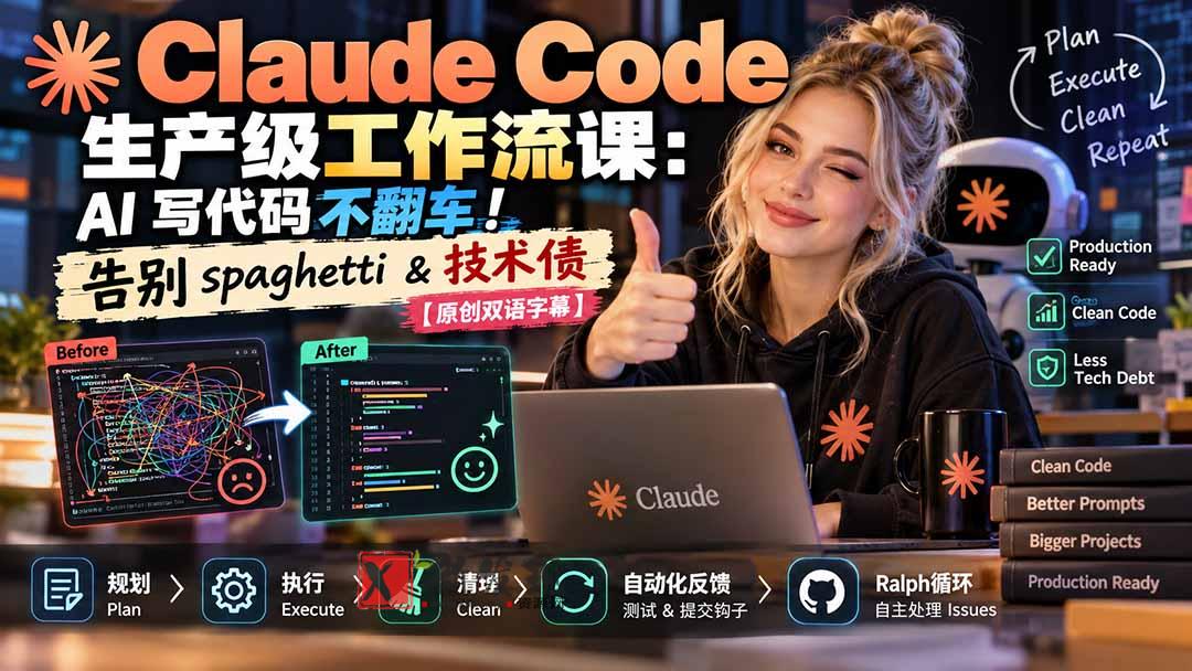 Claude Code 生产级工作流课：AI 写代码不翻车！告别 spaghetti & 技术债【原创双语字幕】-新发现资源网