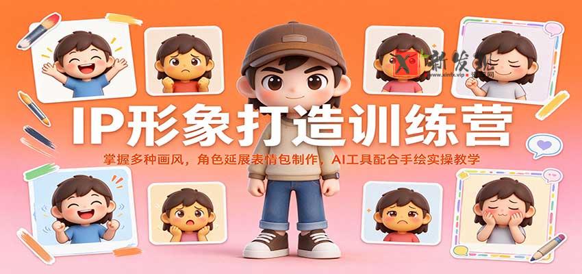 IP形象打造训练营：掌握多种画风，角色延展表情包制作，AI工具配合手绘实操教学-新发现资源网