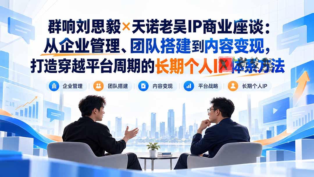 群响刘思毅×天诺老吴IP商业座谈：从企业管理、团队搭建到内容变现，打造穿越平台周期的长期个人IP体系方法-新发现资源网
