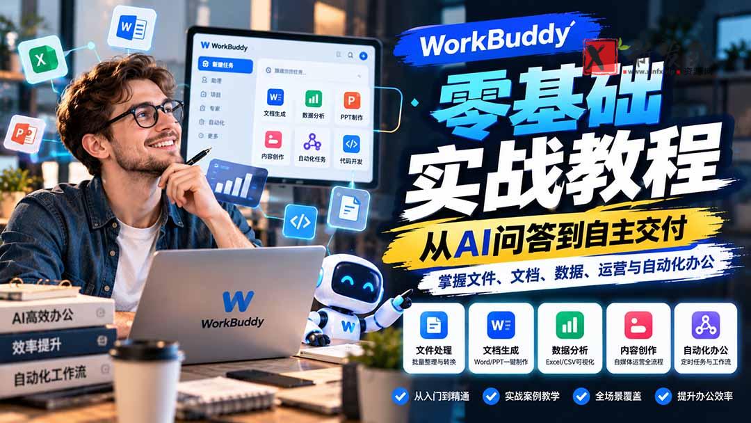 WorkBuddy零基础实战教程：从AI问答到自主交付，掌握文件、文档、数据、运营与自动化办公-新发现资源网