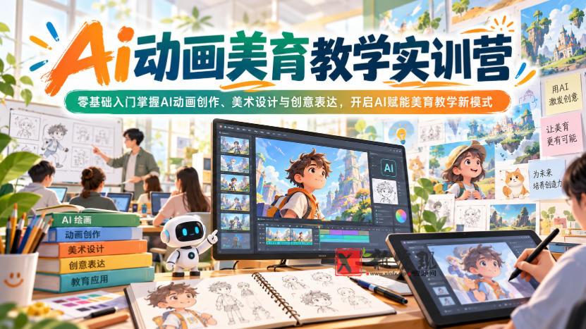 Ai动画美育教学实训营，零基础入门掌握AI动画创作、美术设计与创意表达，开启AI赋能美育教学新模式-新发现资源网