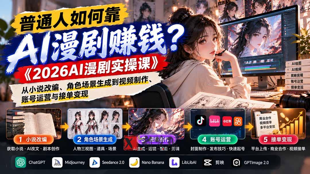 (21173期)普通人如何靠AI漫剧赚钱?《2026AI漫剧实操课》从小说改编、角色场景生成到视频制作、账号运营与接单变现 20261027030128-6ae01408d46fb.jpg