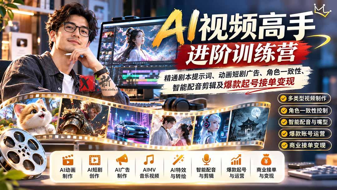 (21174期)AI视频高手进阶训练营:精通剧本提示词、动画短剧广告、角色一致性、智能配音剪辑及爆款起号接单变现 20261027030145-6ae0141938f89.jpg