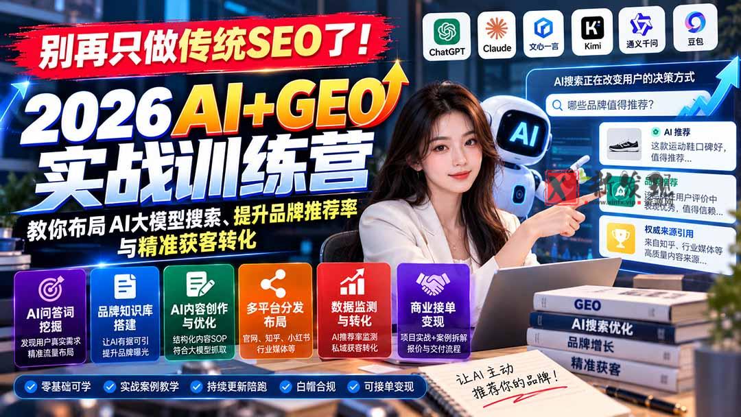 (21191期)别再只做传统SEO了!《2026AI+GEO实战训练营》教你布局AI大模型搜索、提升品牌推荐率与精准获客转化 20261027130344-6ae0a130dfe7d.jpg