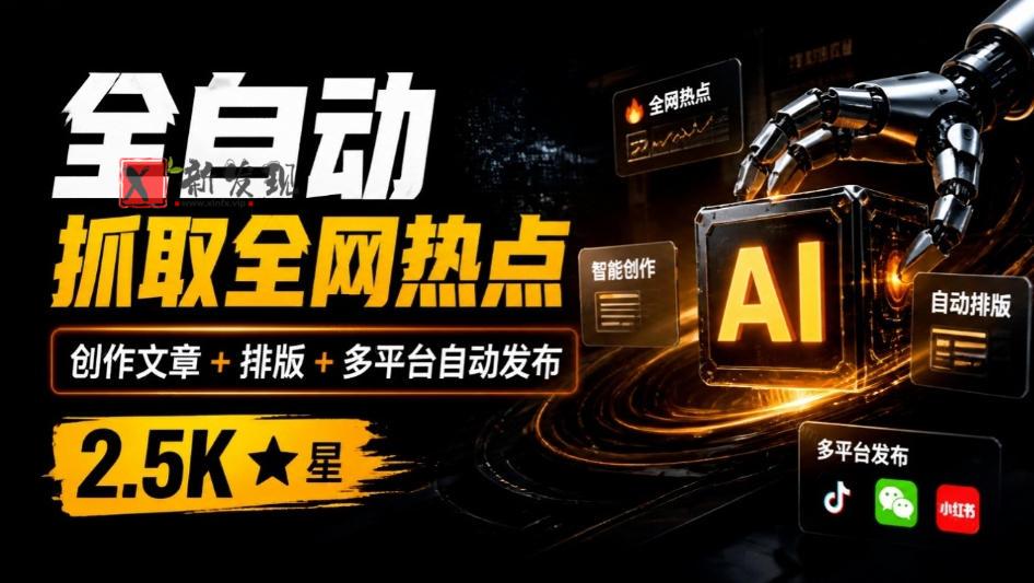 全自动抓取全网热点，创作文章并排版，并多平台自动发布！2.5k stars热点写作工具万稿汇AIMedia-新发现资源网