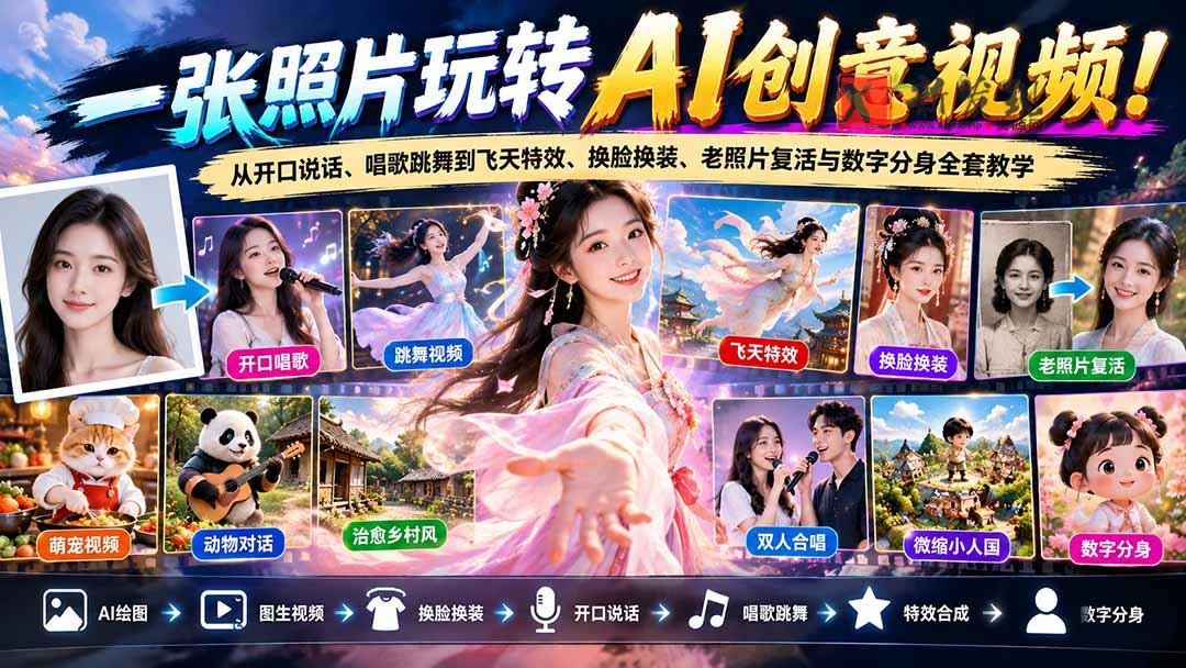 (21202期)一张照片玩转AI创意视频!从开口说话、唱歌跳舞到飞天特效、换脸换装、老照片复活与数字分身全套教学 20261028050228-6ae181e43f0ad.jpg