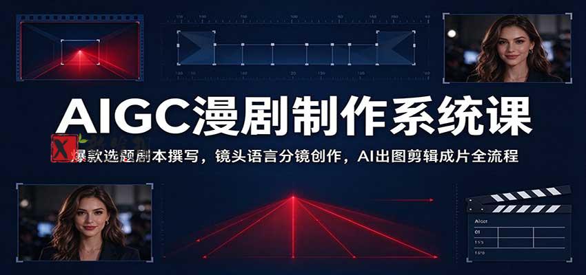 AIGC漫剧制作系统课：爆款选题剧本撰写，镜头语言分镜创作，AI出图剪辑成片全流程-新发现资源网