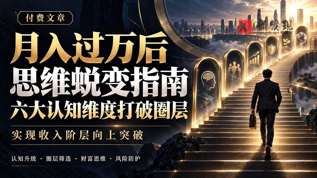 付费文章：月入过万后思维蜕变指南，六大认知维度打破圈层，实现收入阶层向上突破-新发现资源网