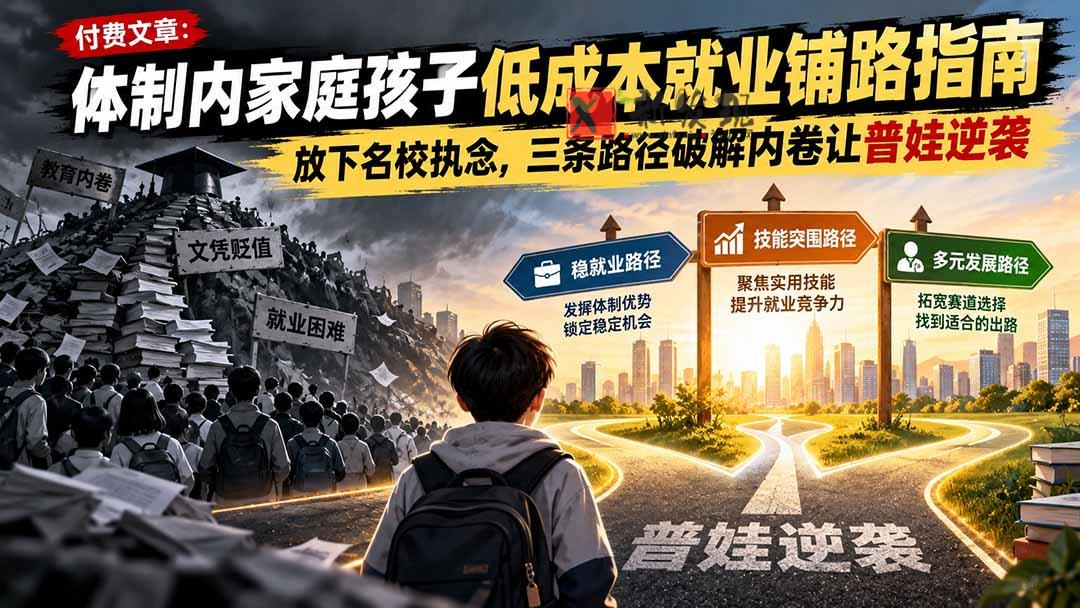 付费文章：体制内家庭孩子低成本就业铺路指南，放下名校执念，三条路径破解内卷让普娃逆袭-新发现资源网