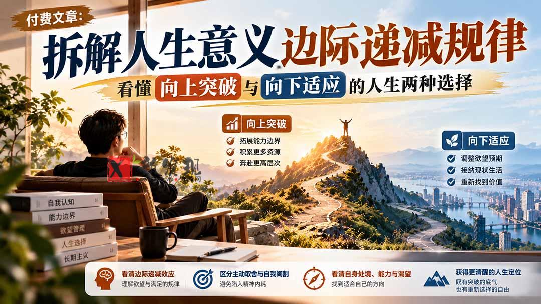 付费文章：拆解人生意义边际递减规律，看懂向上突破与向下适应的人生两种选择-新发现资源网