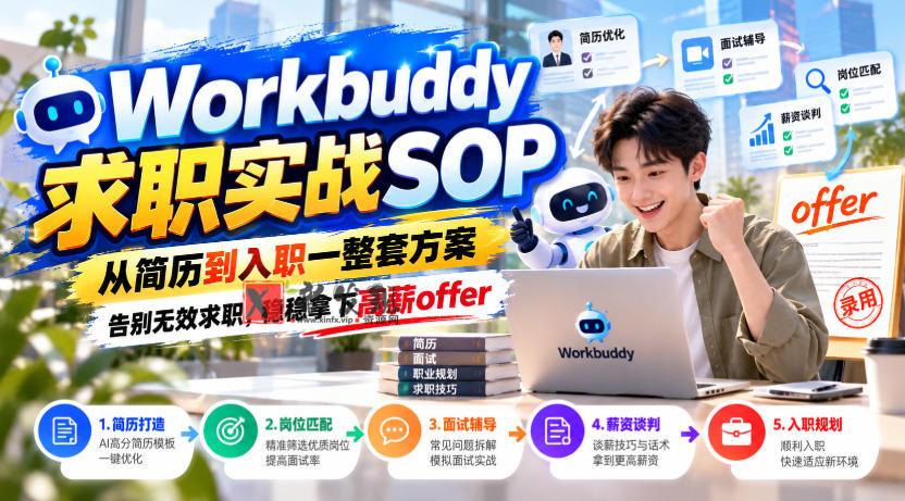 Workbuddy求职实战SOP，从简历到入职一整套方案，告别无效求职，稳稳拿下高薪offer-新发现资源网