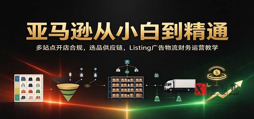 亚马逊从小白到精通：多站点开店合规，选品供应链，Listing广告物流财务运营教学-新发现资源网