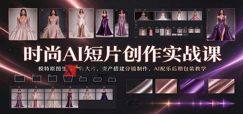 时尚AI短片创作实战课：模特原图生成广告大片，资产搭建分镜制作，AI配乐后期包装教学-新发现资源网