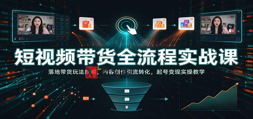 短视频带货全流程实战课：落地带货玩法拆解，内容创作引流转化，起号变现实操教学-新发现资源网