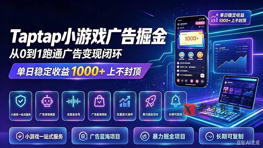 (21263期)TapTap小游戏广告掘金日赚收益1000+上不封顶 20261031030147-6ae55a1b883e0.jpg
