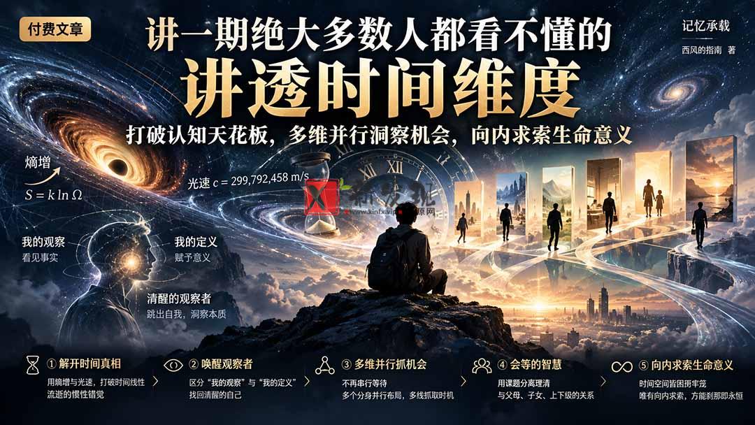 付费文章：讲一期绝大多数人都看不懂的，讲透时间维度，打破认知天花板，多维并行洞察机会，向内求索生命意义-新发现资源网