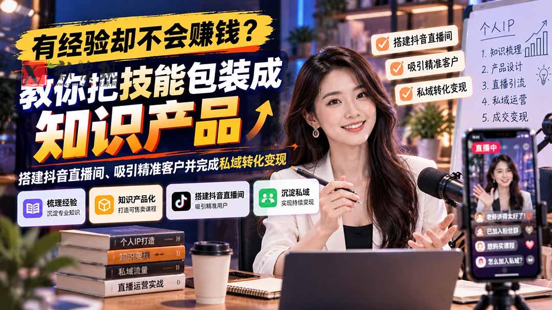 (21268期)有经验却不会赚钱?教你把技能包装成知识产品,搭建抖音直播间、吸引精准客户并完成私域转化变现 20261031050134-6ae5762e673d6.jpg