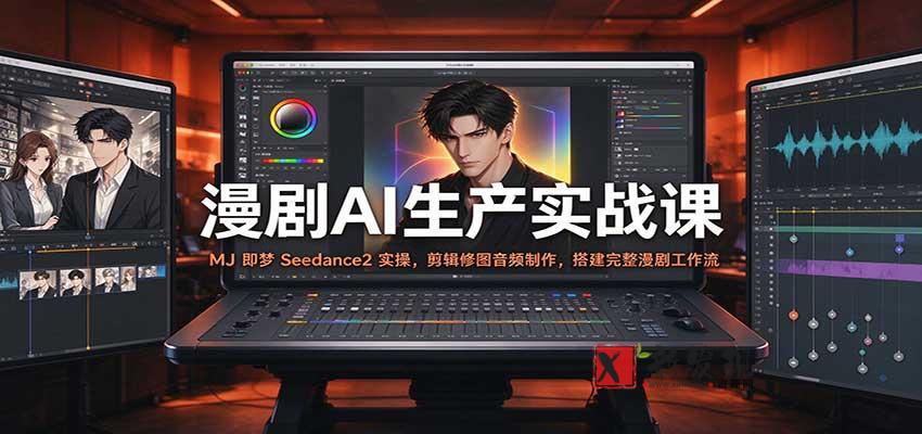漫剧AI生产实战课：MJ 即梦 Seedance2 实操，剪辑修图音频制作，搭建完整漫剧工作流-新发现资源网