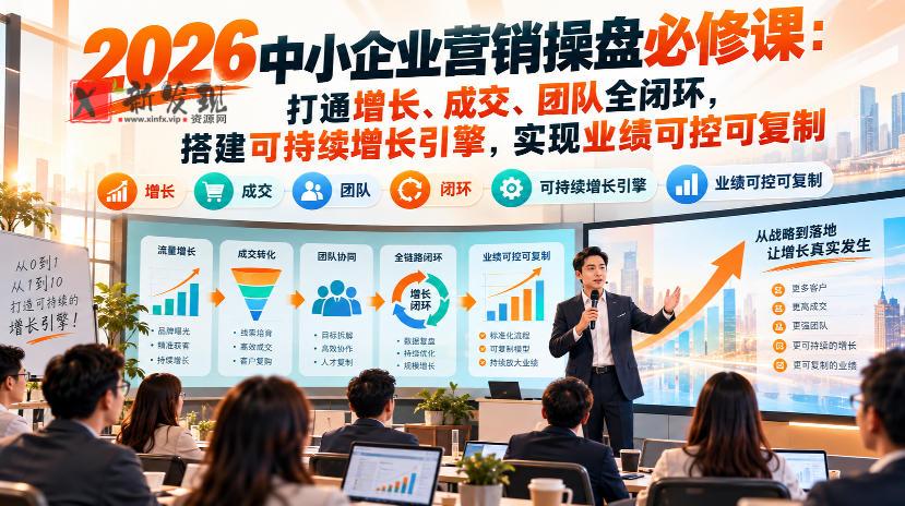 2026中小企业营销操盘必修课：打通增长、成交、团队全闭环，搭建可持续增长引擎，实现业绩可控可复制-新发现资源网