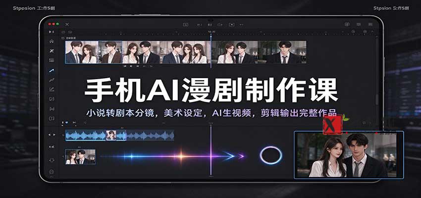 手机AI漫剧制作课：小说转剧本分镜，美术设定，AI生视频，剪辑输出完整作品-新发现资源网