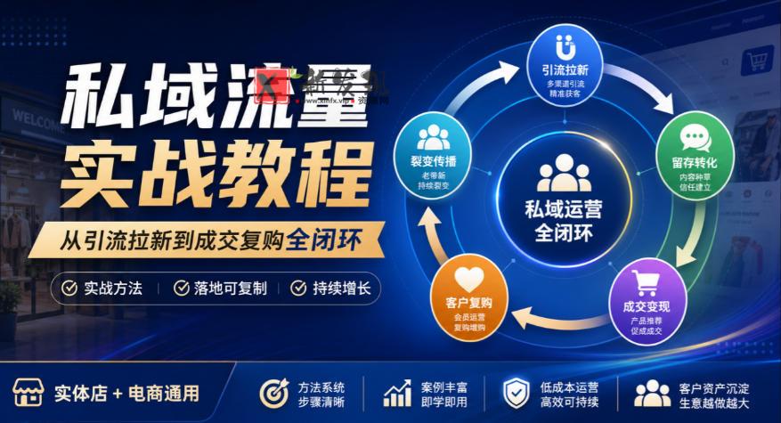 私域流量实战教程，从引流拉新到成交复购全闭环，实体店电商通用-新发现资源网