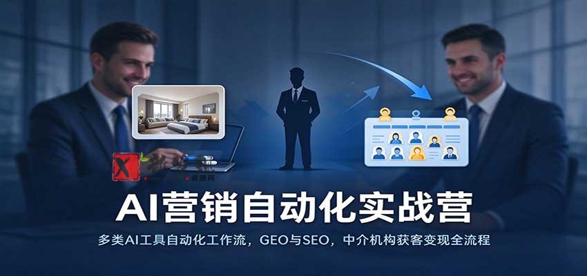 AI营销自动化实战营：多类AI工具自动化工作流，GEO与SEO，中介机构获客变现全流程-新发现资源网