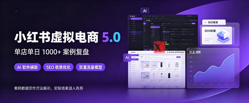 小红书虚拟电商5.0，单店单日1000+，AI软件+SEO收录，双重流量稳定出单【揭秘】-新发现资源网
