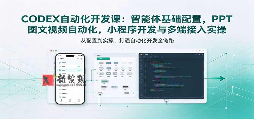 CODEX自动化开发课：智能体基础配置，PPT图文视频自动化，小程序开发与多端接入实操-新发现资源网