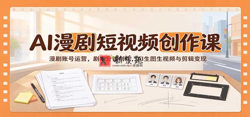 AI漫剧短视频创作课：漫剧账号运营，剧本分镜创作，AI生图生视频与剪辑变现-新发现资源网