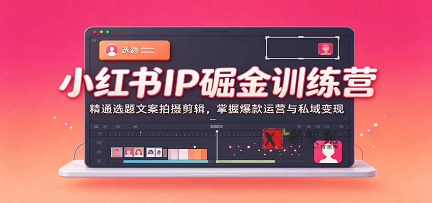 小红书IP掘金训练营：精通选题文案拍摄剪辑，掌握爆款运营与私域变现-新发现资源网