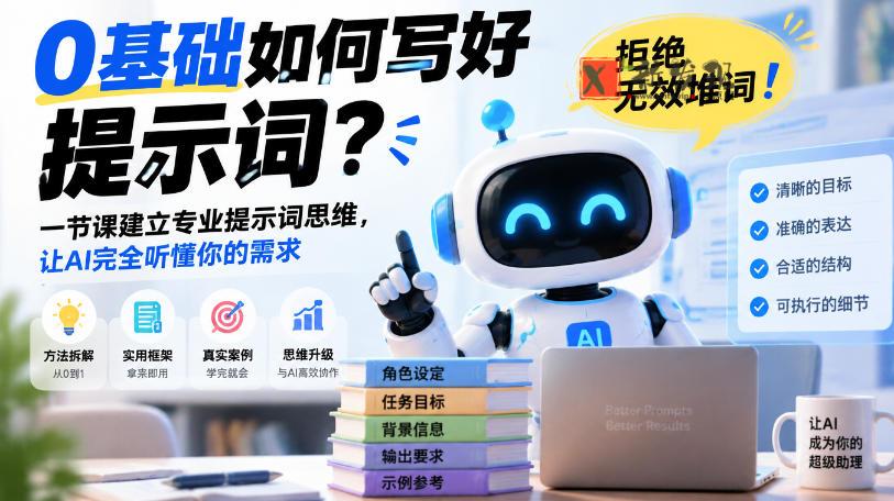 0基础如何写好提示词，拒绝无效堆词！一节课建立专业提示词思维，让AI完全听懂你的需求-新发现资源网