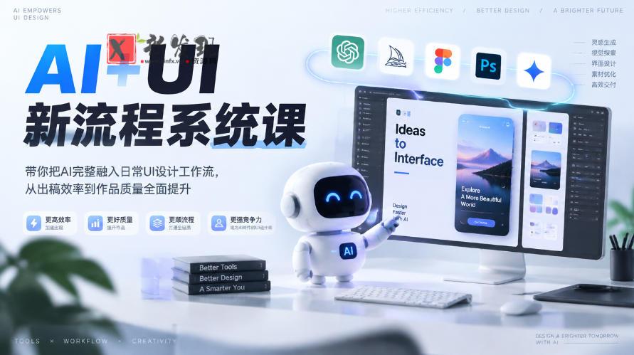 【无水印】AI+UI新流程系统课，带你把AI完整融入日常UI设计工作流，从出稿效率到作品质量全面提升（2026第4期）-新发现资源网