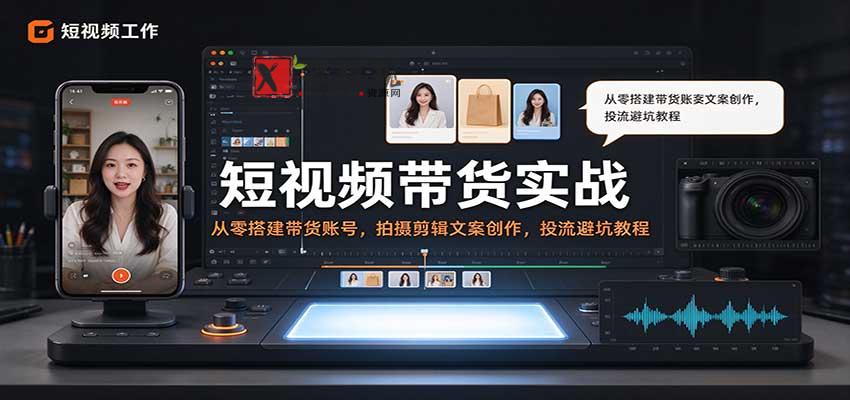 短视频带货实战：从零搭建带货账号，拍摄剪辑文案创作，投流避坑教程-新发现资源网