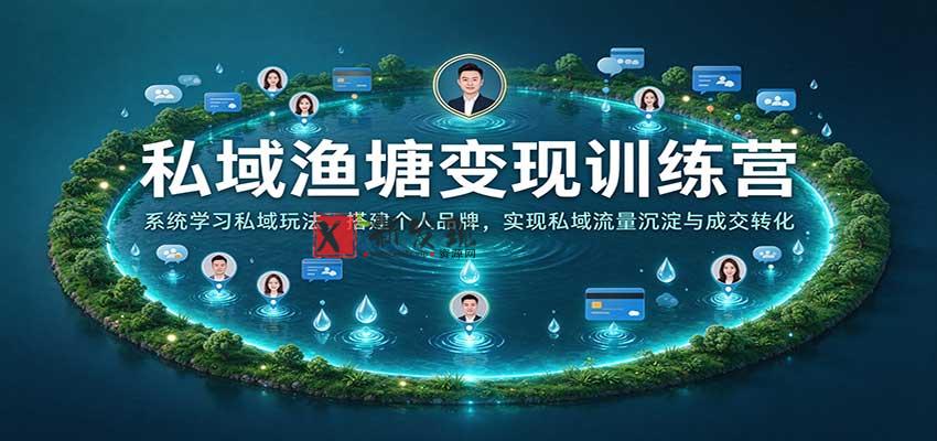 私域渔塘变现训练营：系统学习私域玩法，搭建个人品牌，实现私域流量沉淀与成交转化-新发现资源网